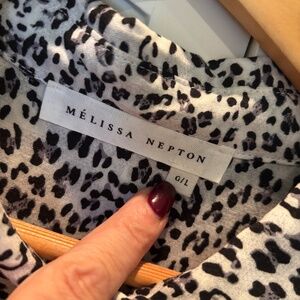 Melissa Nepton L ladies leopard print button up blouse
